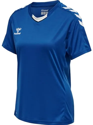 hummel Core XK Poly Jersey S/S Damen Trikot, Kurzarm Sport T-Shirt, Sportkragen mit Fronteinsatz, BEECOOL-Stofftechnologie, 100% Polyester, Normale Passform (1er Pack)