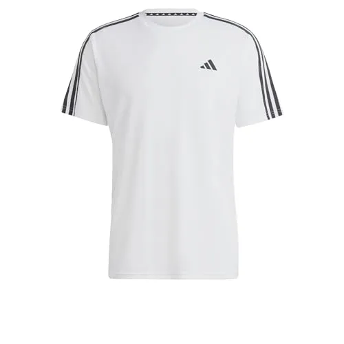 adidas Train Essentials Base 3-STRIPES Training T-shirt XS - Sportliches Herren T-Shirt in Weiß/Schwarz, ideal für Fitness & Training. Mit feuchtigkeitsabsorbierender AEROREADY Technologie und 100% recycelten Materialien für ein umweltfreundliches Training.