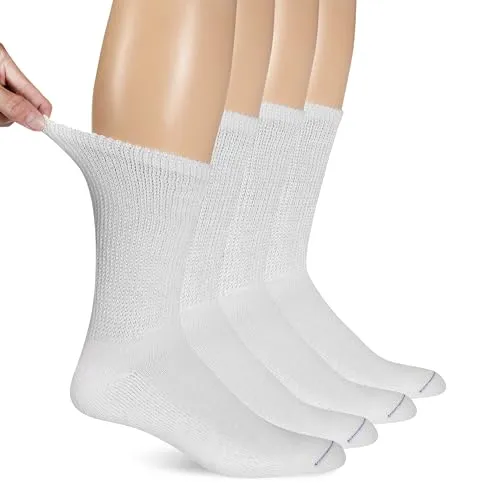 Produktbild Dr. Scholl's Mens Diabetes-und Zirkulator 4 & 6 Paar Packungen – Nicht Bindendes Feuchtigkeitsmanagement Lssige Socken, White, One Size Big Tall (4er Pack)