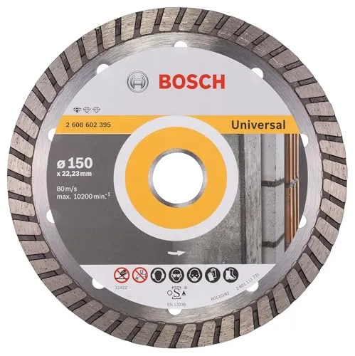 BOSCH Diamanttrennscheibe Standard für Universal Turbo, 150 x 22,23 x 2,5 x 10 mm, 2608602395