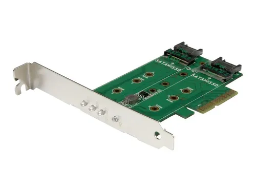 StarTech.com 3 Port M.2 SSD Adapterkarte – PCIe NVMe & SATA - Speicherkartenadapter mit Platz für bis zu 3 M.2 SSDs, unterstützt NVMe und SATA, ideal für Datenwiederherstellung und hohe Leistung in Desktop-PCs.