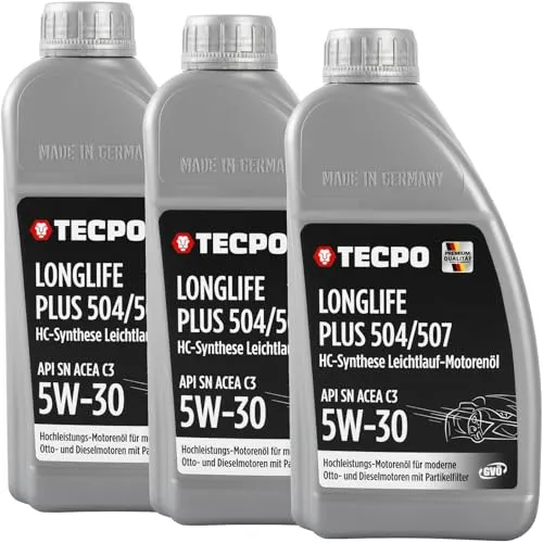 TECPO Motoröl 3 Liter 5W-30 LONGLIFE Plus HC Synthese ACEA C3 API SN / 504/507 / 229.31 229.51 / LL-04 C30