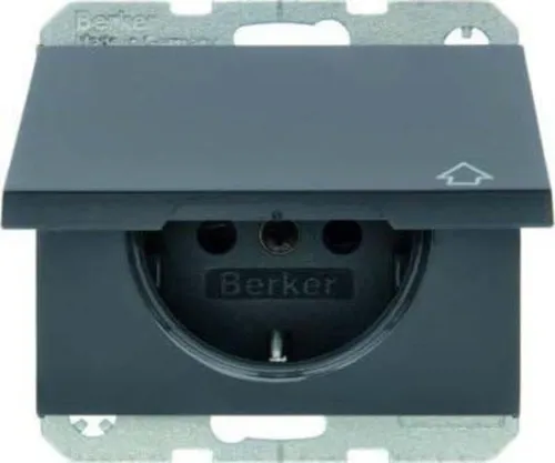 Berker Steckdose Berker 47517106 Steckdose SCHUKO+Klappd. u.erh.BS K.1 anthrazit matt