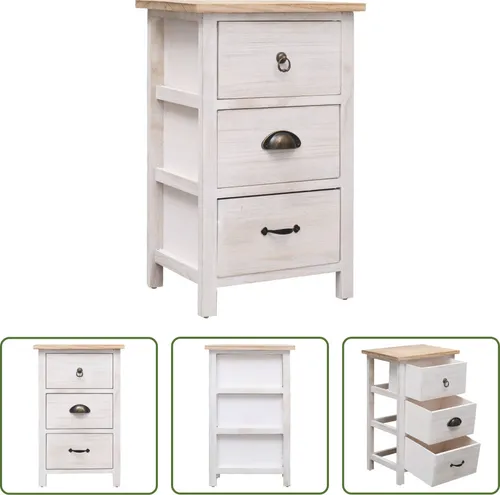 The Living Store Beistellschrank 35x25x57 cm Massivholz Paulownia