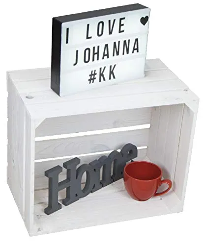 Kistenkolli Altes Land Weinkiste Johanna weiss lasiert Ablagekiste Bücherregal Apfelkiste Obstkiste Abstelltisch Balkondeko Garten deko