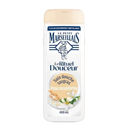 Le Pe Marseillais – Duschpflege, rückfettend, Reismilch & Jasminblüte, Das Ritual der Sanftheit (400-ml-Flasche) – Beruhigende Haut – Vollständig recycelbarer Flakon