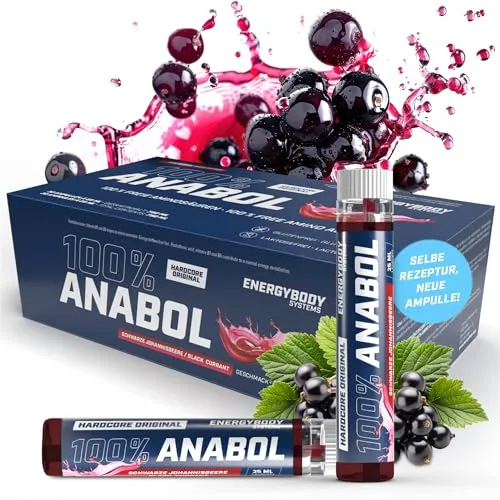 Energybody® 100% Anabol Aminosäuren Komplex Hochdosiert Flüssig - 30x25ml - Verzweigtkettige Aminosäuren (BCAA) für den Muskelaufbau mit 19 essentiellen EAAs, hochdosiert mit 7,3g Protein pro Ampulle - ideal für die Regeneration nach dem Sport.