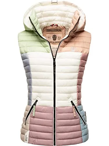 Navahoo Damen Steppweste Shadaa – Leichte Übergangsjacke mit Abnehmbarer Kapuze - Funktionsjacken: Modische, taillierte Steppweste im Colourblocking-Stil, wasserabweisend und ideal für Übergangszeiten – perfekter Begleiter für Outdoor-Aktivitäten.