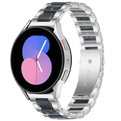 Wigento Für Samsung Galaxy Watch 6/5 / 4 40 44 mm/Watch 5 Pro 45mm / Watch 6/4 Classic 43 47 mm / 42 46 mm Gliederarmband aus Metall Ersatz Armband