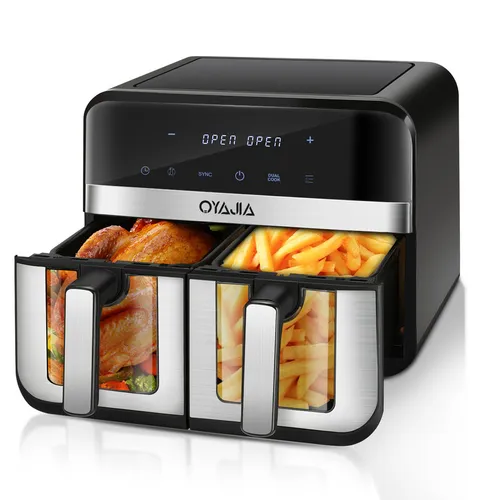 OYAJIA Zweikammer-Heißluftfritteuse mit digitalem Touchscreen