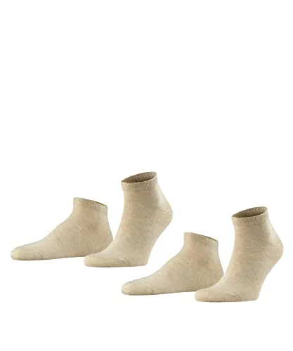FALKE Herren Sneakersocken Happy Double Pack M Sn Baumwolle kurz einfarbig 2 Paar, Beige Sand Melange 4650, 43-46
