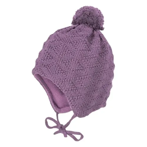 maximo MINI-Mütze Struktur ausgenäht Pompon Made in Germany Merino