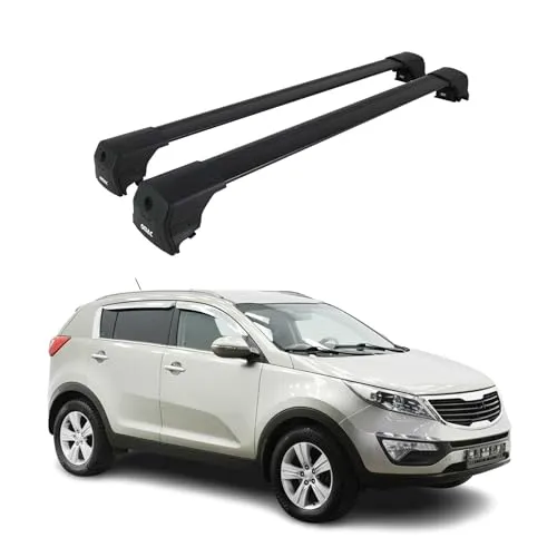 OMAC Dachträger Gepäckträger für Kia Sportage 2010-2015 ABE Aluminium Schwarz (2-St)