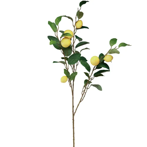 Künstlicher Zitronenzweig mit 6 Deko-Zitronen - Lebensmittelattrappen für mediterrane Sommerdeko, 100cm lang, bringt südländisches Flair in Ihr Zuhause und ist ideal für vielseitige Dekorationen.