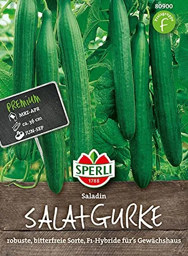 Sperli Premium Gurken Samen Saladin | Schlangengurken Samen | Gurkensamen Gewächshaus | Samen Gurke | Salatgurken Samen 80900