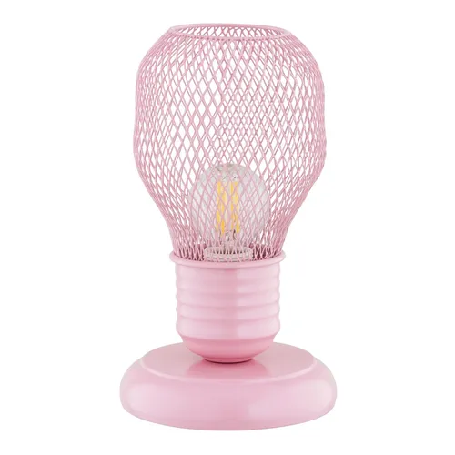 Tischleuchte Kinderzimmer Rosa H: 21 cm E14 Metall Drahtschirm