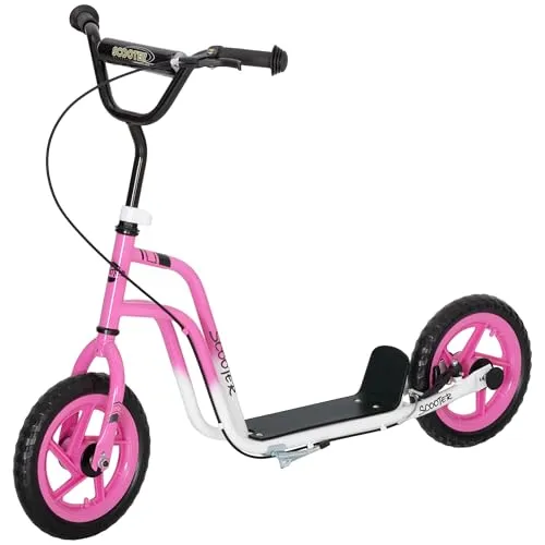 AIYAPLAY Kinderroller Scooter Tretroller Kickscooter mit verstellbarem Lenker, großen Rädern und Handbremse 12 Zoll Cityroller für 5-12 Jahren Jungen und Mädchen Rosa
