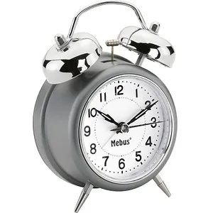 Mebus Wecker 26869 Quarz-Glockenwecker in silber von Mebus