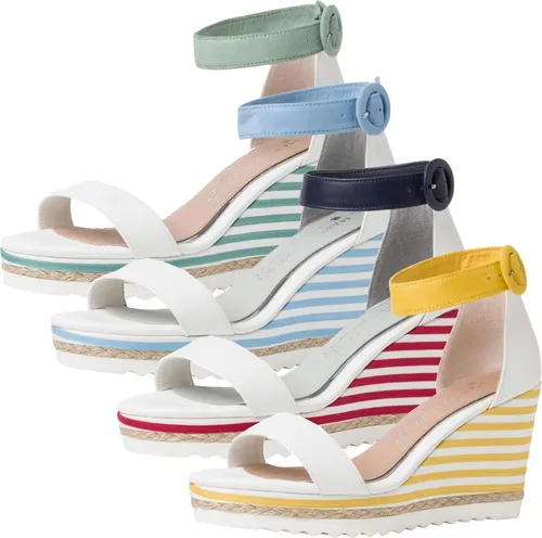 MARCO TOZZI Damen Sandalen Sandaletten Keilabsatz 2-88703-26, Größe:39 EU, Farbe:Rot