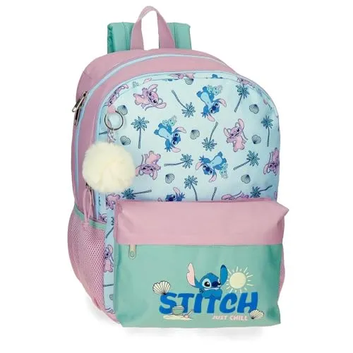 Disney Stitch Just Chill Schulrucksack, tragbar, 39,6 cm (15,6 Zoll), Grün, 31 x 44 x 15 cm, Polyester, von Joumma Bags, grün, Talla única, Schulrucksack