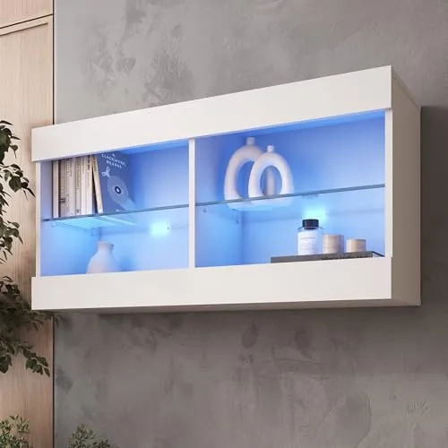 Komodee Hängende Vitrine Tivoli Horizontal in Weiß, 100cm von Komodee