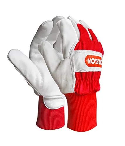 Oregon Arbeitshandschuhe aus Leder, elastische Schutzhandschuhe mit verstellbarem Bund und Mesh-Gewebe, für Garten & Handwerk, robuste Gartenhandschuhe und Handschutz für Damen & Herren - Large