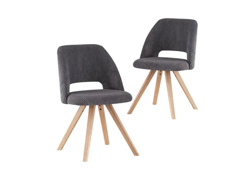 B&D home 4-Fußstuhl MARY (2er Set) - 4-Fuß-Stühle im modernen Landhausstil, gepolstert mit strapazierfähigem Cordstoff und stabilen Holzbeinen für höchsten Sitzkomfort und Langlebigkeit.