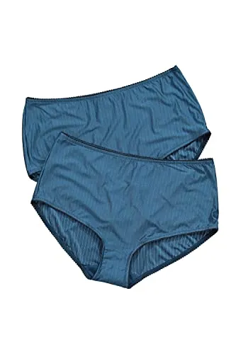 Ulla Popken Damen große Größen Übergrößen Plus Size Midislips, 2er-Pack, Nadelstreifen Petrol 42+ 800279747-42+