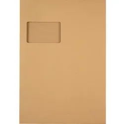 Versandtasche DIN C4 mit Fenster, haftklebend - Versandtaschen für sicheren Versand, 20 mm Seitenfalte, ideal für langfristige Lagerung mit Schutzstreifen gegen Austrocknen. Packung: 200 Stück.