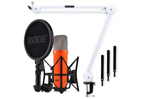 RØDE Mikrofon Rode Mikrofon NT1 Signature Orange mit Gelenkarm Weiss (20 Hz - 20 kHz), Vorteils-Set mit Gelenkarm Weiss