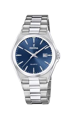 Festina Quarz Herren Klassik F20552/3 - Elegante Uhr in Blau und Silber - Chronograph mit blaufarbigem Zifferblatt und hochwertigem Edelstahlarmband, ideal für stilbewusste Herren.