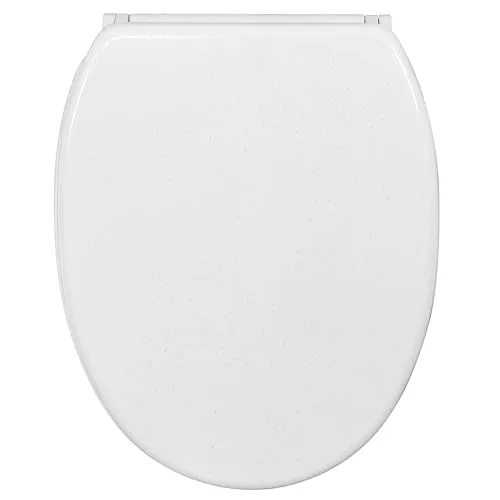 Sanilo WC Sitz mit Absenkautomatik, Glitzer Weiß - WC-Sitz aus bruchfestem Holz mit sanfter Absenkautomatik für leisen Komfort. Pflegeleicht und ideal für alle handelsüblichen Toiletten. Gestalten Sie Ihr Badezimmer individuell!