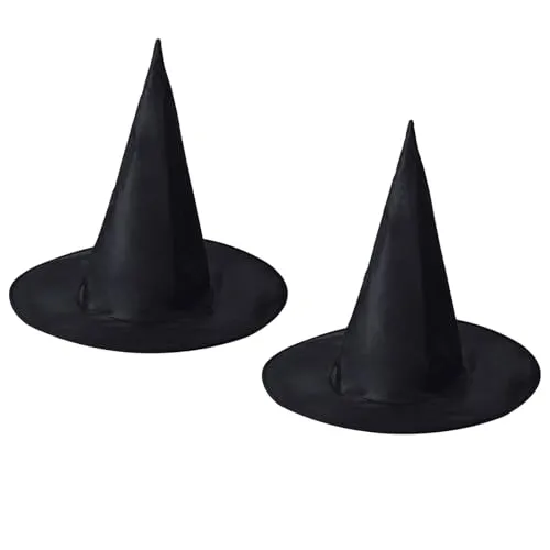 SEFIRST 2 Stück Hexenhut Schwarz Halloween Party Hüte Kostüm Zubehör Kostüm, Hexenhut Kinder, Faltbarer Halloween-Zaubererhut für Halloween, Besondere Feiertage, Familientreffen Einheitsgröße(Schwarz)