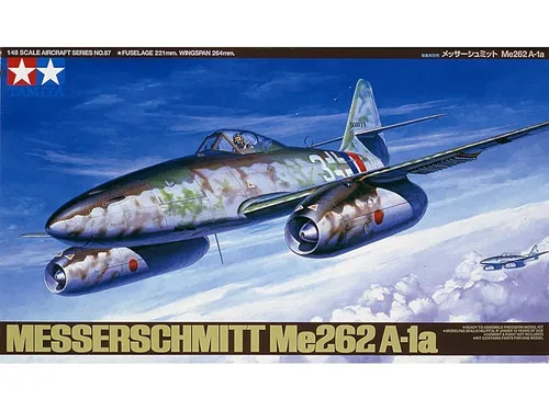 Tamiya 61087 Me262 A-1a 1/48 - Detaillierter Flugzeugmodellbausatz - Flugzeuge, Maßstab 1:48, unmontierter Bausatz für präzises Modellieren und Sammler