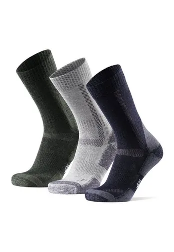 CLASSIC WANDER CREW SOCKEN - 3-Pack - Grün | Grau | Marineblau - Größe 43-47 - Entdecke die besten Wandersocken für Outdoor-Abenteuer! Unsere Merinowoll-Socken bieten optimale Wärme und Feuchtigkeitsregulierung, während gezielte Polsterung Blasen vorbeugt. Ideal für Komfort und Langlebigkeit bei jedem Schritt.