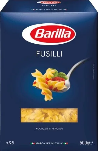 Barilla Fusilli N.98 500g - Nudeln: Perfekte spiralförmige Pasta für kreative Gerichte, die Saucen hervorragend aufnehmen.
