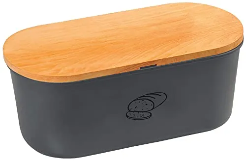 Kesper Brotbox 85093 - Kunststoff und FSC-zertifiziertes Buchenholz, vielseitig als Brotbox und Brotschneidebrett nutzbar, spülmaschinengeeignet und platzsparend