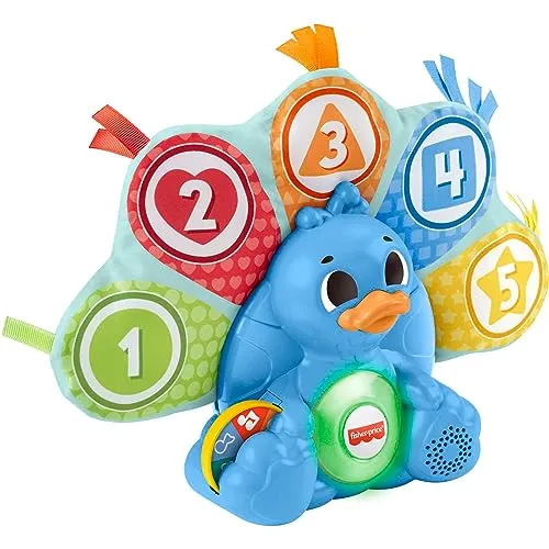 Fisher-Price® BlinkiLinkis Pfau: Interaktives Lernspielzeug - Farblernspielzeug für Babys, fördert das Zählen, Farben und soziale Fähigkeiten mit Licht, Sound und interaktivem Spielen.