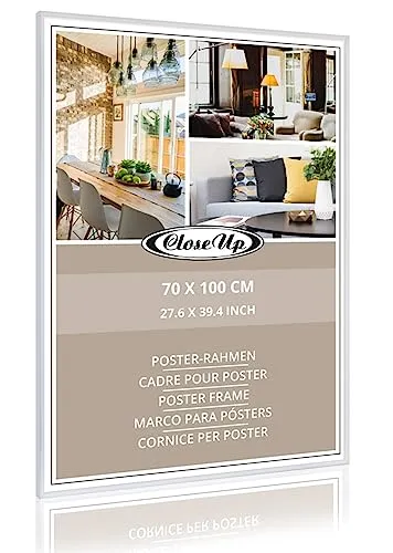 Close Up Posterrahmen, Bilderrahmen 70 x 100 cm, Kunststoffleiste Weiß/White - Maxi Poster Wechselrahmen mit bruchsicherem Acrylglas