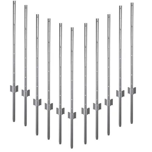 Garmix Metall Pfosten Zaunpfosten Zaunpfahl für Gartenzaun 125cm Silber 11 Stück