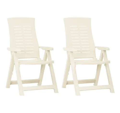 vidaXL Verstellbare Gartenstühle 2 Stk. Kunststoff Weiß von vidaXL