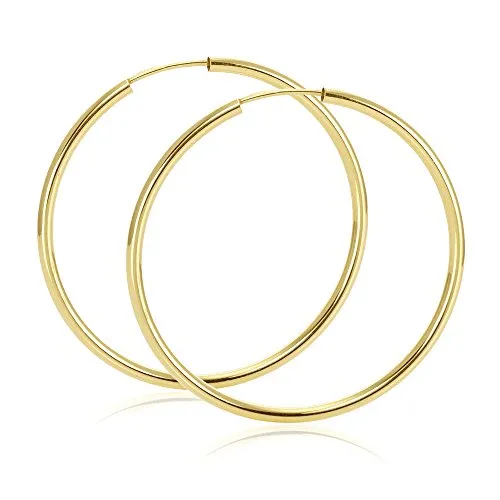 MATERIA Damen XXL Creolen 585 Gold Gelbgold Ohrringe 58mm - Ohrschmuck in 585 Gelbgold, große 58mm Creolen, flexibel und ideal für besondere Anlässe wie Valentinstag oder Weihnachten.