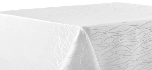 texpot Tischdecke 160 cm rund Weiß Streifen bügelfrei Tischtuch fleckabweisend
