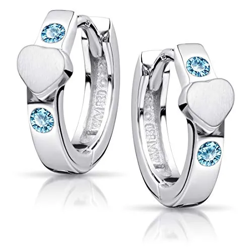 Materia Klappcreolen Kinderohrringe Herzen Zirkonia Türkis SO-391 aus 925 Sterling Silber - Wunderschöne Klappcreolen aus rhodiniertem 925 Sterling Silber mit Zirkonia. Ideal für jeden Tag oder besondere Anlässe. Robuste Verschlüsse und schicke Herz-Details machen sie zum perfekten Geschenk.