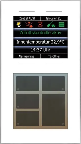 Issendorff Glas-Tastenfeld LCN - GT10DW - SPS-Ein-/Ausgangsmodule, elegantes Glasdesign mit LED-Anzeige und Display für komfortable Steuerung im Smart Home.