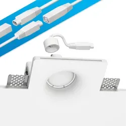 ledscom.de Gips Einbaustrahler GIDS DIY inkl. GU10 Lampe 450lm warm-weiß