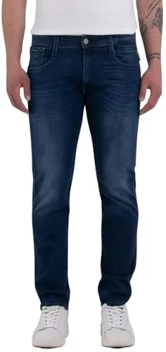 Replay Herren Jeans Anbass Slim-Fit mit Comfort Stretch, Medium Blue 009 - Jeans mit 5 Taschen und Power Stretch für höchsten Tragekomfort. Slim Fit Design mit normaler Taille und schmal zulaufendem Bein, ideal für lässige Outfits.