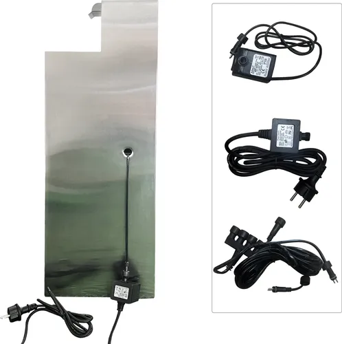 Köhko Springbrunnen Ribero-XL mit LED-Beleuchtung - Eleganter Edelstahl Gartenbrunnen mit schickem Bachlauf-Design und 3 LED-Lichtern. Ideal für Terrasse oder Garten, sorgt für entspannende Wasserspiele und hat einen geschlossenen Wasserkreislauf.