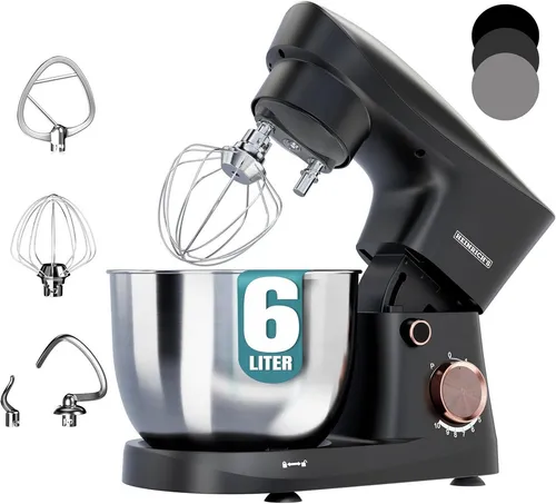 Heinrich´s Küchenmaschine, 1500 W, 6 l Schüssel, 1500W, 6L Edelstahl, 10 Geschwindigkeiten