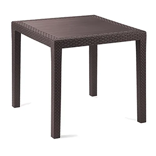 INDA-Exclusiv Robuster Bistrotisch 79x79cm - Esstische - Witterungsbeständiger Gartentisch in eleganter Rattan-Optik, ideal für Balkon und Terrasse, mit einfachem Stecksystem für schnelle Montage.